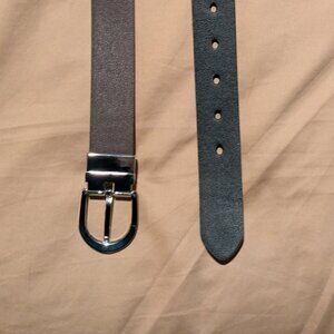 Reversible Black/Brown Belt with Silver Buckle, XL, Lauren Conrad